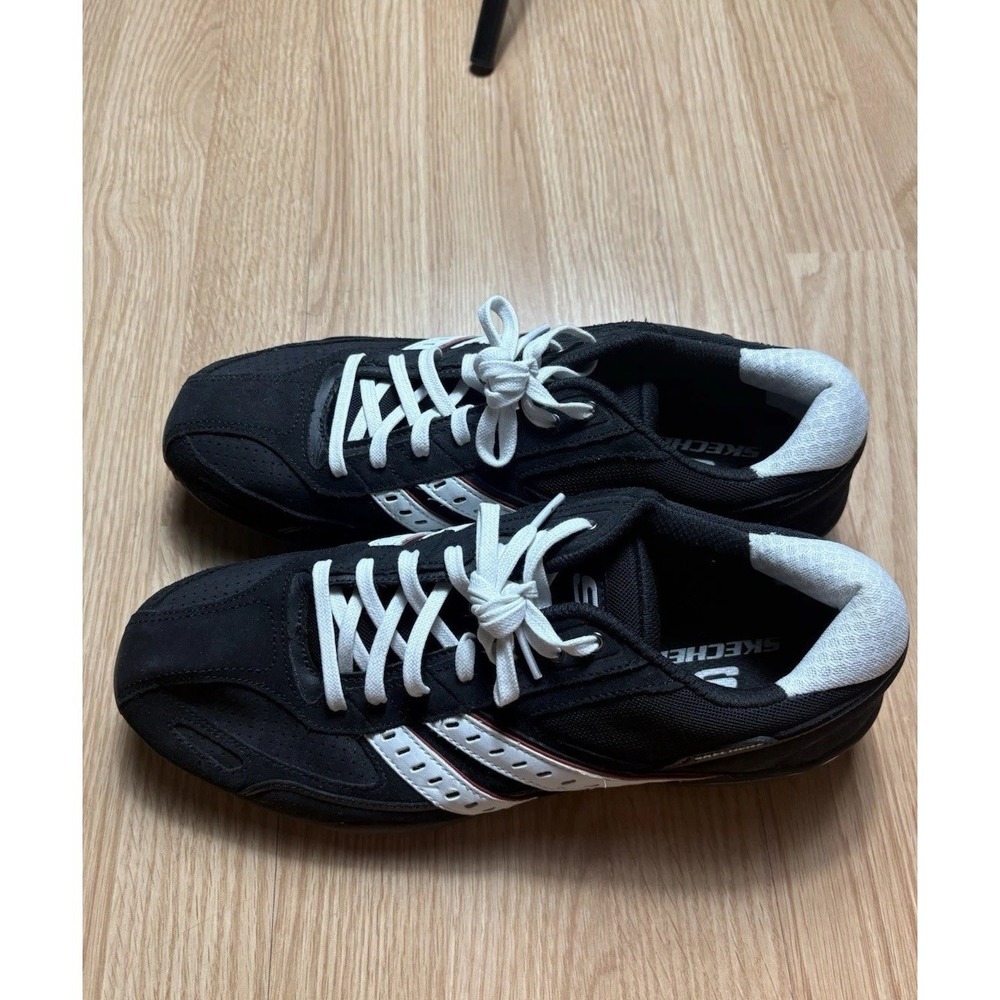 Sketchers Men's Casual Sneakers Black White Stripe 90s Style Size 10.5 *READ*